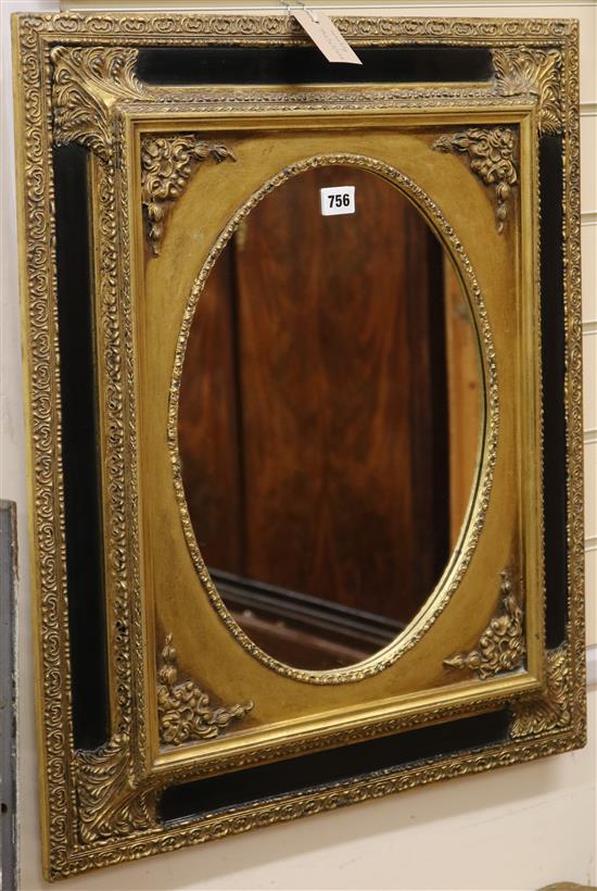 A Renaissance style wall mirror with oval plate W.57cm